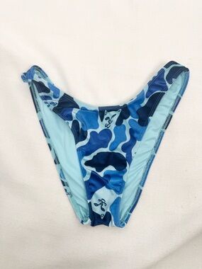 RIPNDIP Bikini Bottoms Womens M Blue Camo Lord Nermal High Cut Cheeky